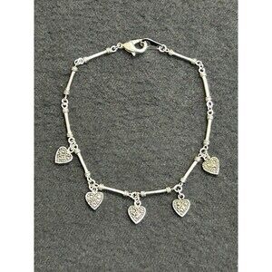 Park Lane SENTIMENTAL 7.5" Bracelet Silver Tone Marcasite Heart Charms J274